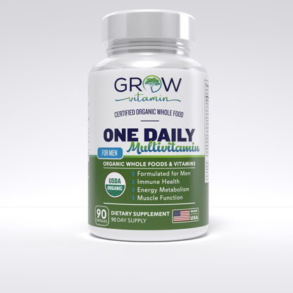 One Daily Multivitamin for Men - with Vitamins & Minerals + Organic Whole Foods, Supplement to Boost Energy, General Health - Non-GMO - 90 Capsules | 3 Month Supply