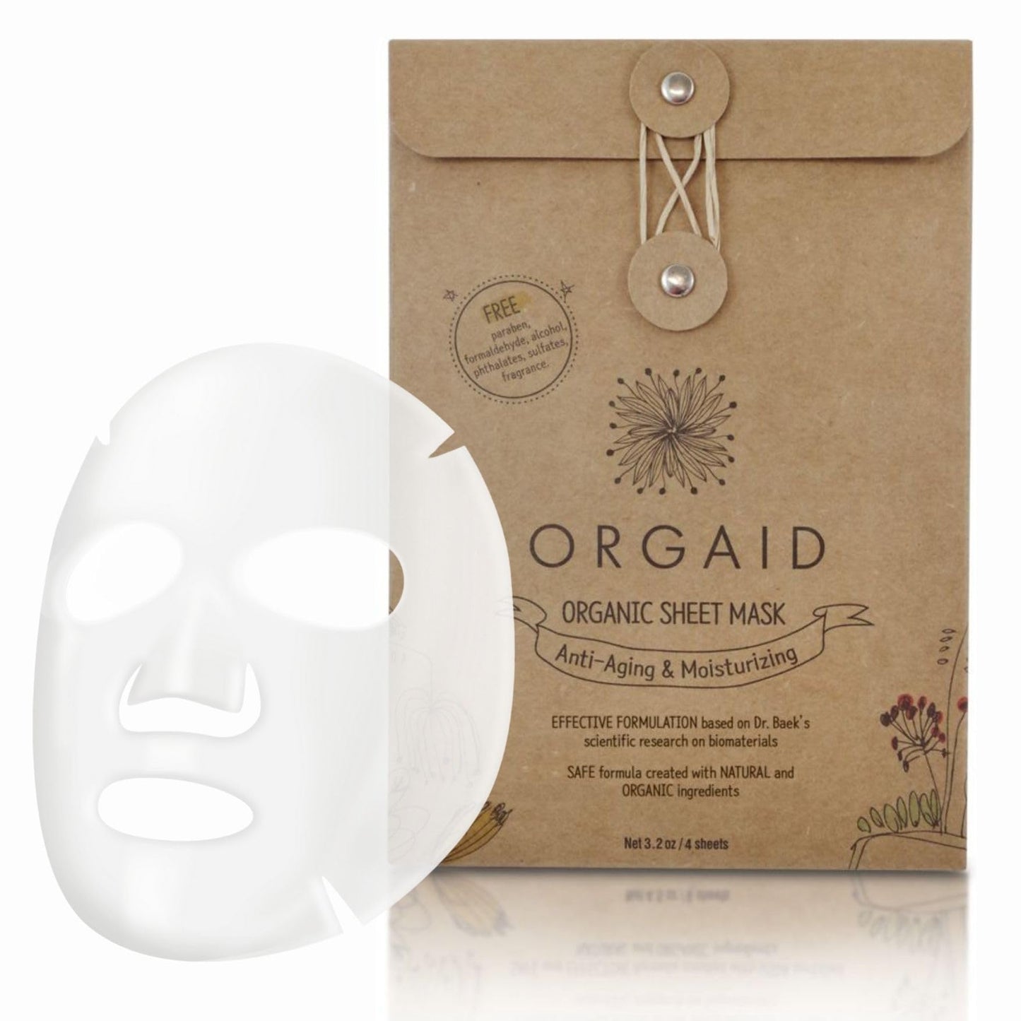 ORGAID Organic Sheet Mask | Made in USA (Anti-aging & Moisturizing)