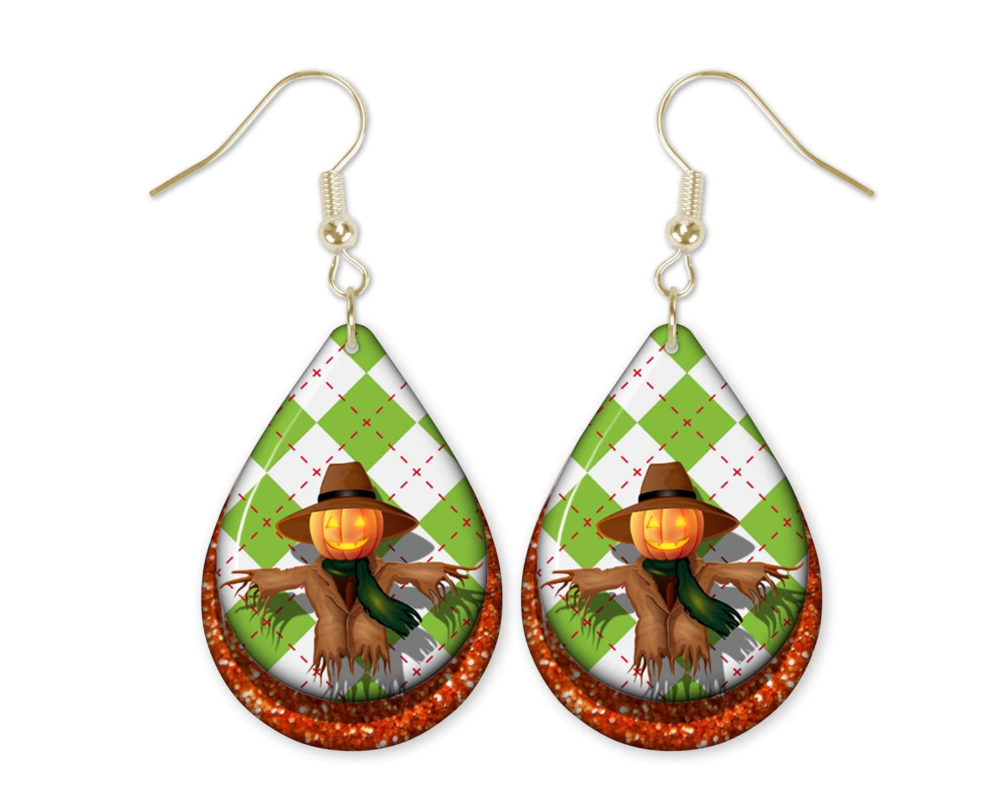 Fall Earrings for Women Autumn Lightweight Teardrop Dangle Fun Colorful Statement Jewelry Handmade by the Painted Pug (Scarecrow)