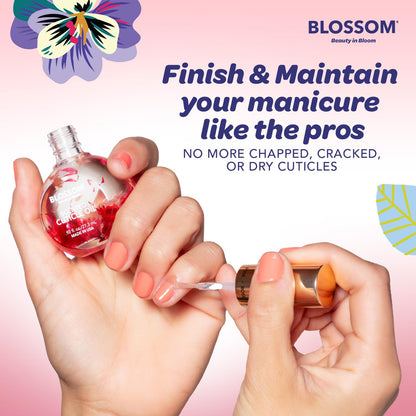 Blossom Cuticle Oil for Nails, Hydrating, Moisturizing, Scented Nail Oil Cuticle Care, Infused with Real Flowers, Made in USA, 0.5 fl. oz, Rose