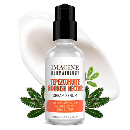 Tepezcohuite Nourish Nectar Concentrated Hyaluronic Acid Shea Butter Cream Serum Moisturizer Mimosa Tenuiflora Bark Extract Used by Mayan Healers Unscented Paraben Free Made in USA 2 fl oz/ 59.4 ml