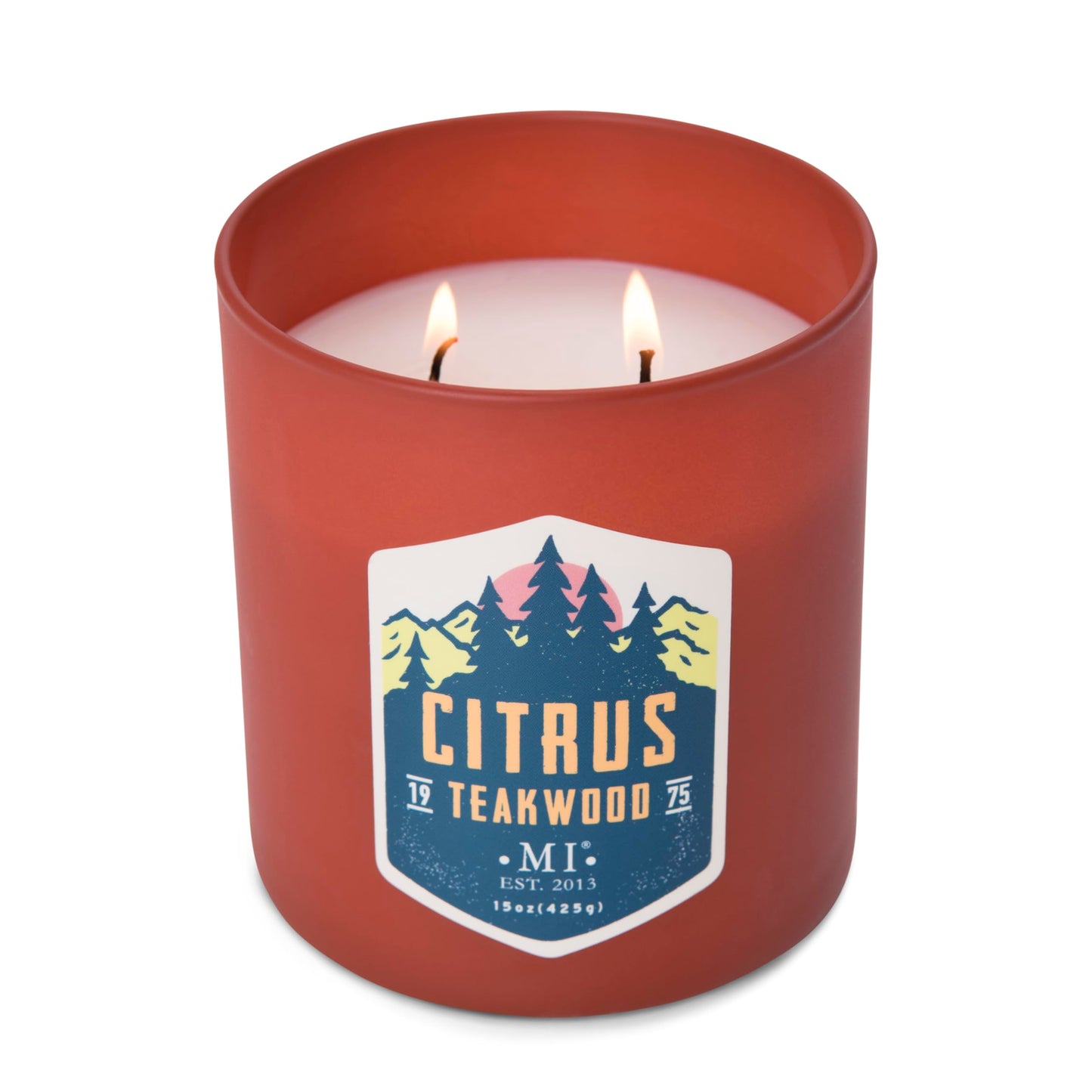 Manly Indulgence Citrus Teakwood Scented Candles for Men, 2 Wick, 15 oz Premium Soy Blend Wax, 60H Burn, Candles for Home Scented – Made in The USA