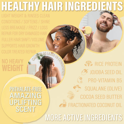 Luxiny Pina Colada Shampoo and Conditioner Bar Set - Sulfate-Free Shampoo Bar (60g) & Deep Conditioner Bar (50g) for Normal to Dry Hair, Made in USA