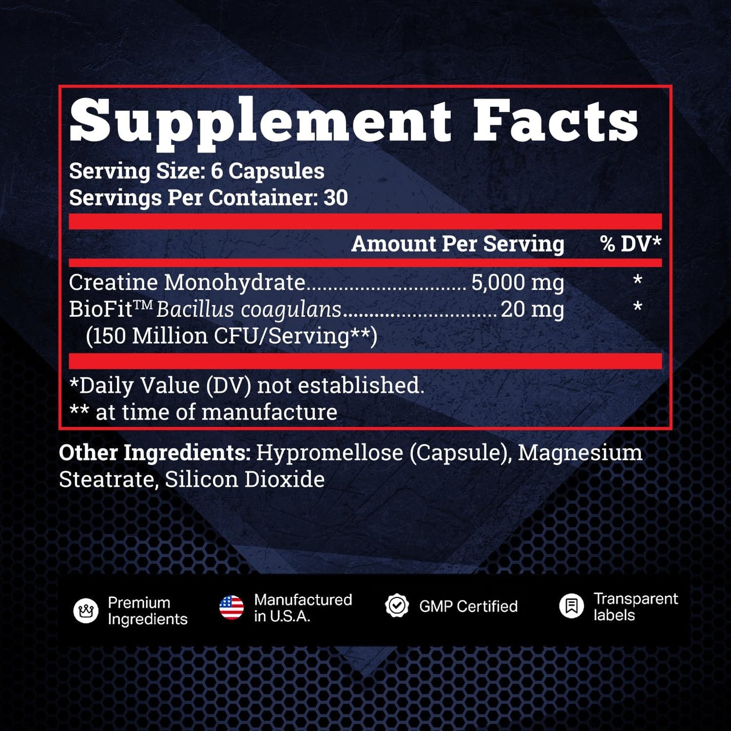 Creatine Monohydrate Capsules - 5000mg + BioFit™ (Max Strength) Supports Muscle Growth & Recovery, Performance, Cognitive Health - Creatine Pills for Men & Women - Made in USA + 180 V Capsules