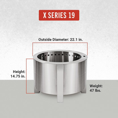 Breeo Smokeless FIrePit (X Series 19, Stainless Steel) | 22.1 inch Smokeless Fire Pit for Outside | 47 Pounds | Ideal for Families Compatible with Wide Range of Breeo Accessories
