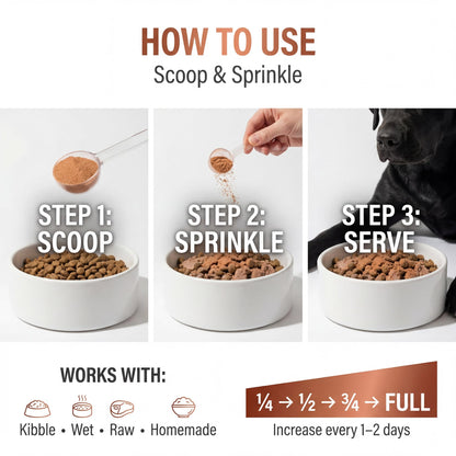 Kopo Dog Multivitamin Powder | Supports Heart, Daily Vitality, Immune Health, Digestion, Skin & Coat and Hip & Joint | For Puppy, Adult & Senior Dogs | Beef Liver Flavor | All Breeds Sizes | 99 Scoops