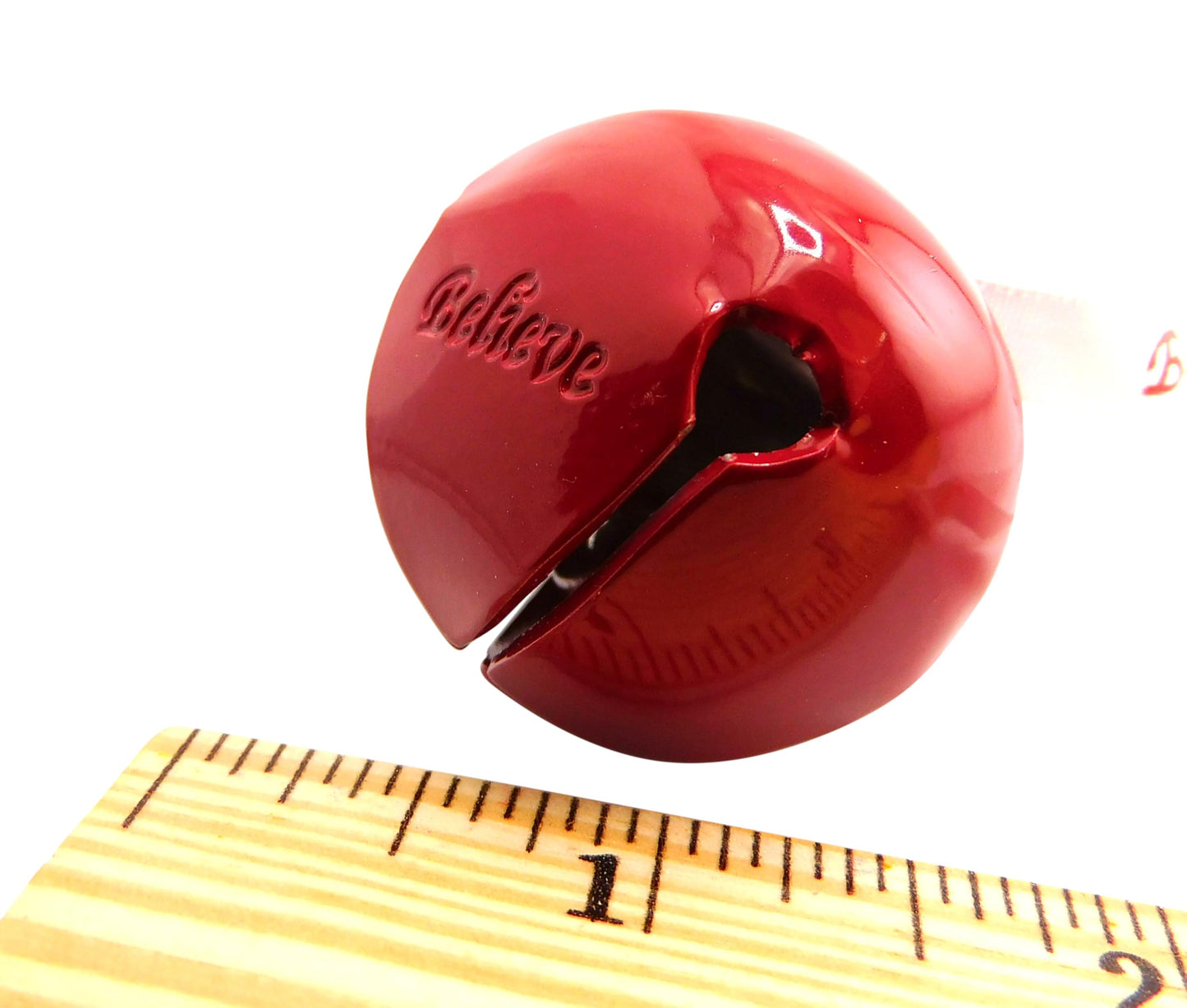Believe Bell Ornament Red Metal Tree Decoration in Resealable Christmas Expressions Gift Bag, Made in The USA