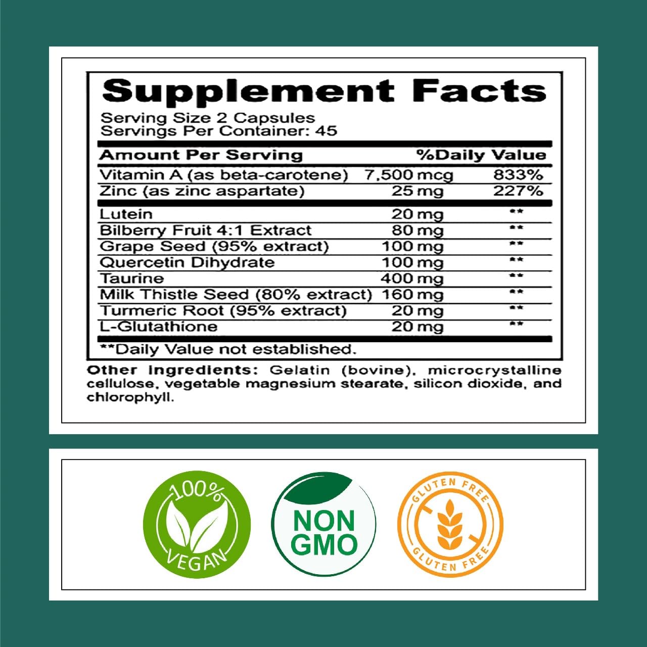 Kurryculum OptiKind Vision Support Supplement, 90 Capsules, Eye Health Formula with Lutein and Glutathione