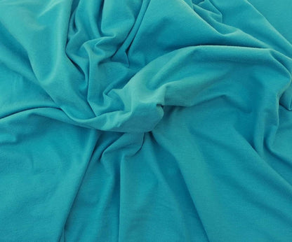 Turquoise Organic Cotton Spandex Fabric Eco Friendly Jersey Knit by Yard 4/16 Made in The USA