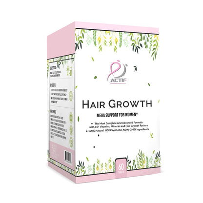 Actif Hair Growth for Women Mega Support 10+, Non-GMO, Stops 99% Hair Loss, Made in USA, 60 Count