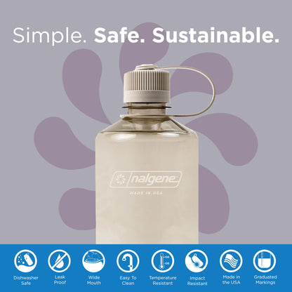 Nalgene Leak Proof Tritan BPA-Free Water Bottle - 32 oz Narrow Mouth - Made in the USA for Outdoor Use & Daily Hydration (Cotton)