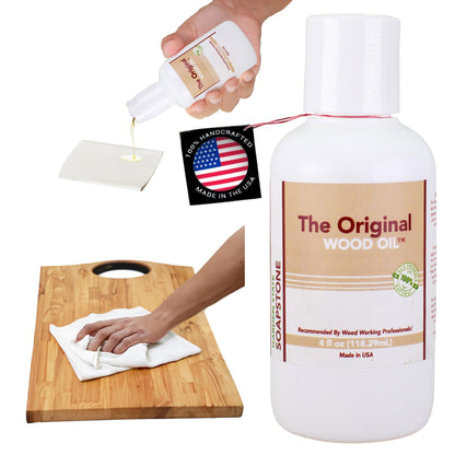 GARDEN STATE SOAPSTONE The Original Wood Oil | Food-Safe Natural Oil for Butcher Blocks & Wood Surfaces – Nourishes, Protects & Enhances Finish (4oz)