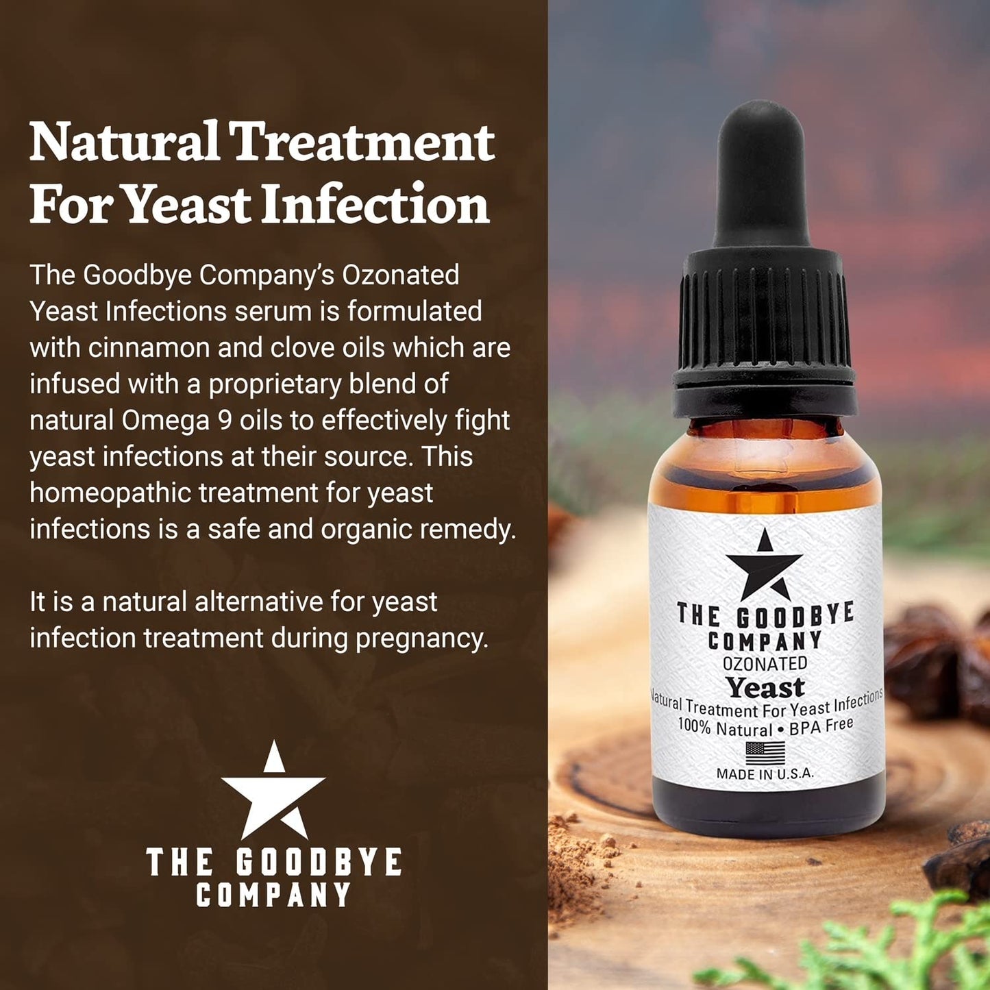 The Goodbye Company Ozonated Yeast Essential Oil Serum - USDA Certified Organic Glass Bottle‚ Made in USA (30 mL)