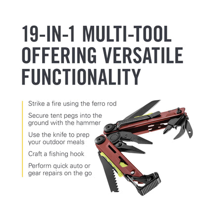 LEATHERMAN, Signal, 19-in-1 Multi-tool for Outdoors, Camping, Hiking, Fishing, Survival, Durable & Lightweight EDC, Made in the USA, Crimson