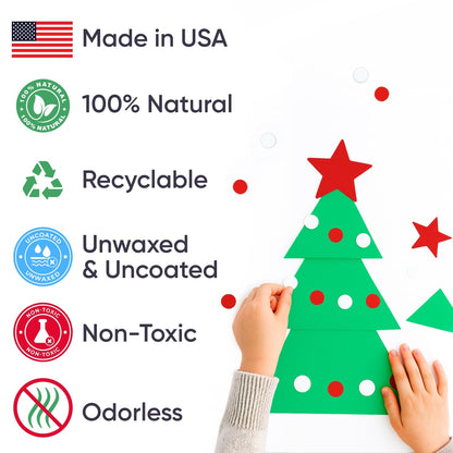 Paclord 12" x 1200" (100 ft) Red, Green, White Christmas Kraft Paper Set, 3 Rolls, 45 lbs - Made in USA Christmas Art Colored Paper, Gift Wrapping