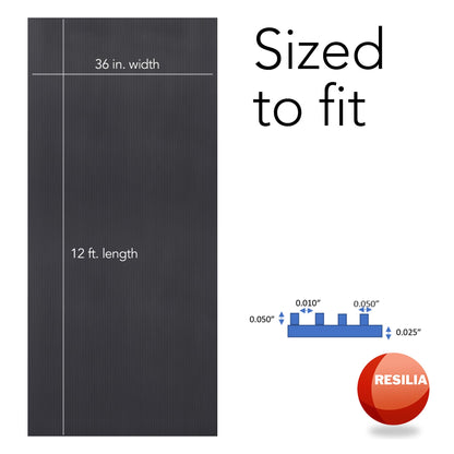 Resilia Black V-Groove Utility Runner - Waterproof Vinyl Floor/Surface Protector, Non Slip, Heavy Duty Mats for Indoor Hardwood, Hard Floors, Garage, Hallway, Entryway, Kitchen, & Outdoor