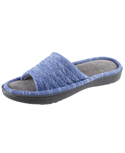 isotoner Women's Space Dyed Andrea Slide Slipper with Moisture Wicking for Indoor/Outdoor Comfort and Arch Support, Sapphire, 8.5-9