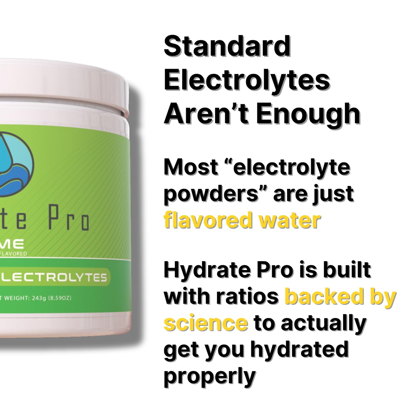 Hydrate Pro Clinical-Grade Electrolyte Powder | 1000mg High-Sodium Formula | POTS & Dysautonomia Support | Sugar-Free | 45 Servings (Lime)