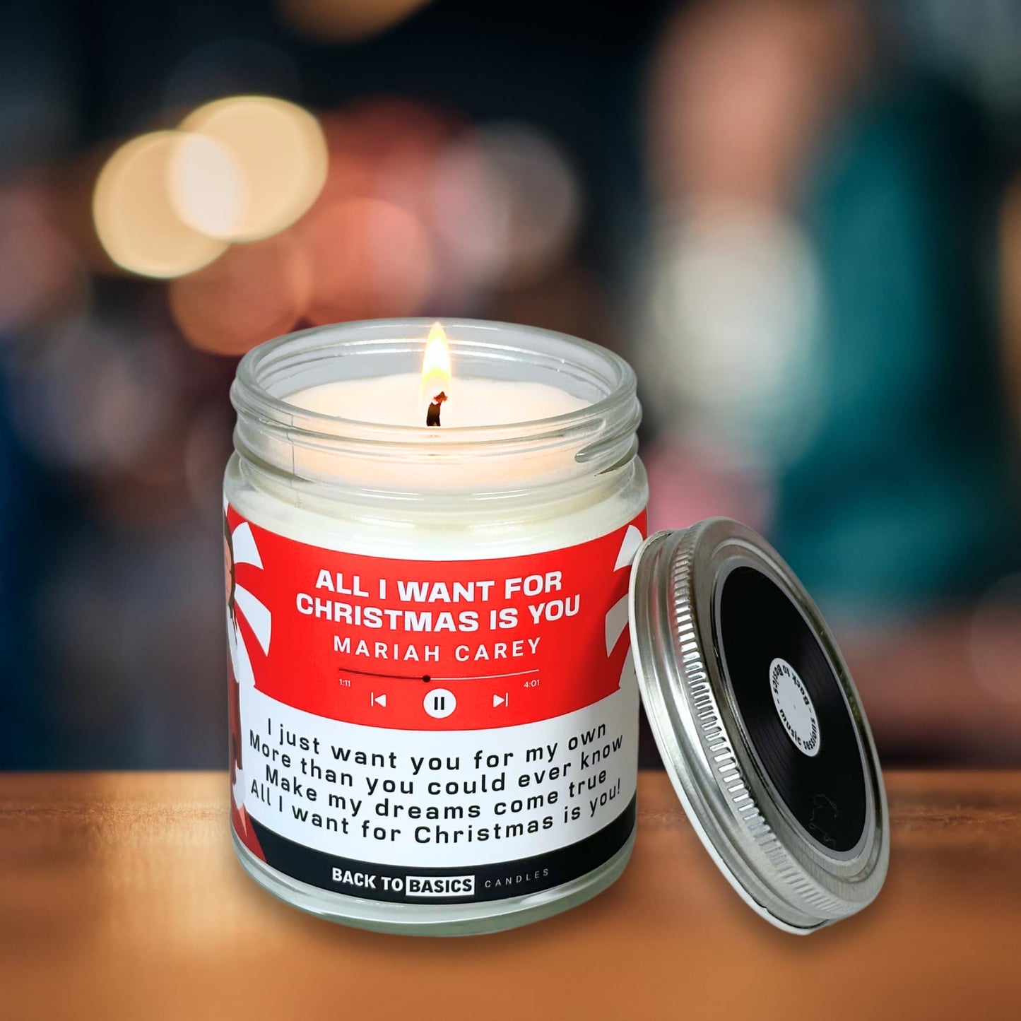 Back to Basics Candles | All I Want for Christmas - 9oz Soy Wax Xmas Tree Scented Candle for Home Decor, Birthday Gifts for Women, Men, Best Friend | Relaxing Aromatherapy Made in USA