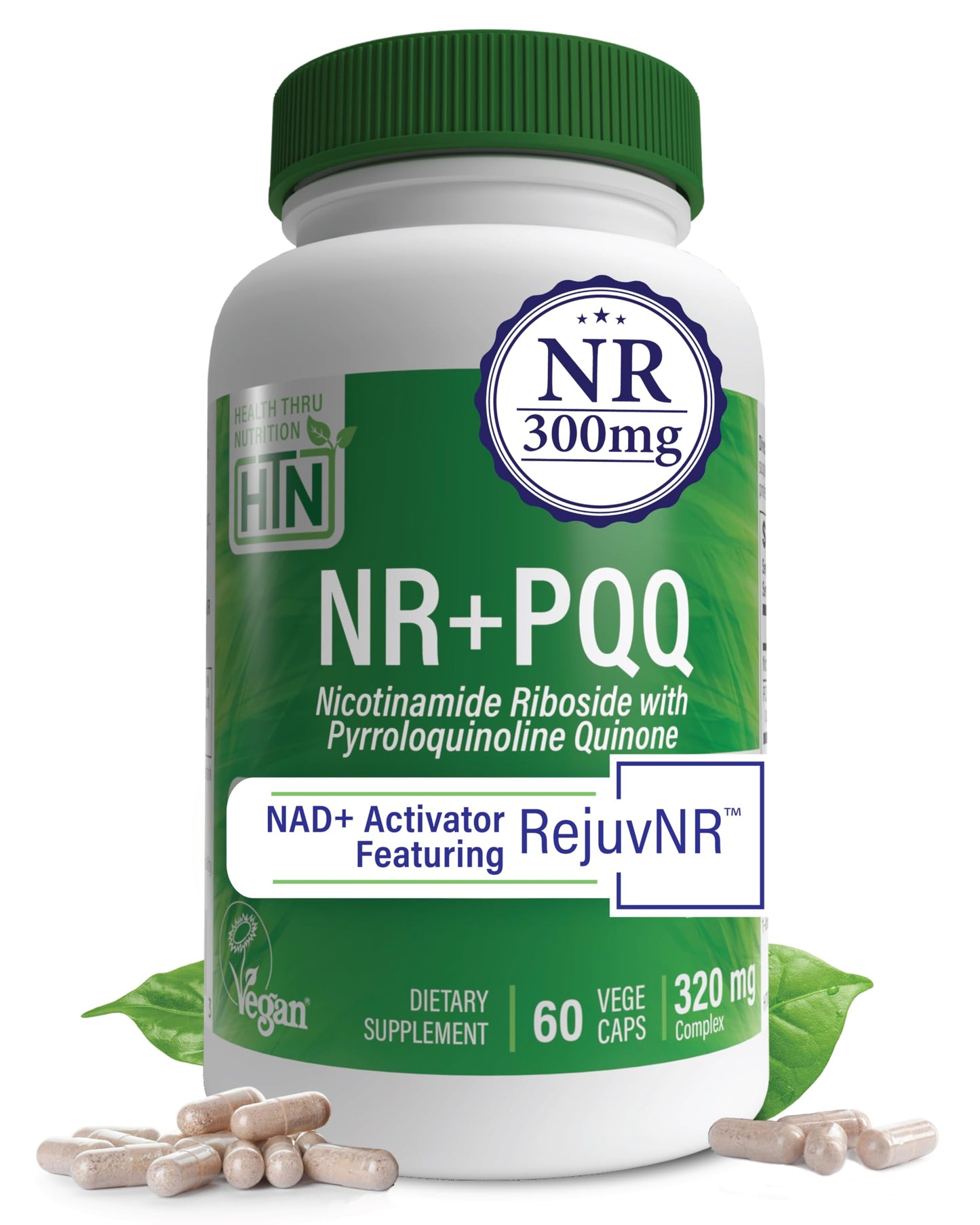 Health Thru Nutrition NAD+ Activator | NR with PQQ | 300mg Nicotinamide Riboside + 20mg PQQ | Mitochondria Maximizer | Non-GMO | Pack of 60