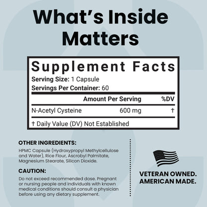 Luma Nutrition NAC 600 mg Capsules - NAC Supplement N-Acetyl Cysteine for Antioxidant, Respiratory & Cellular Support - Supports Immune Function, Exercise Recovery - GMP and Made in USA