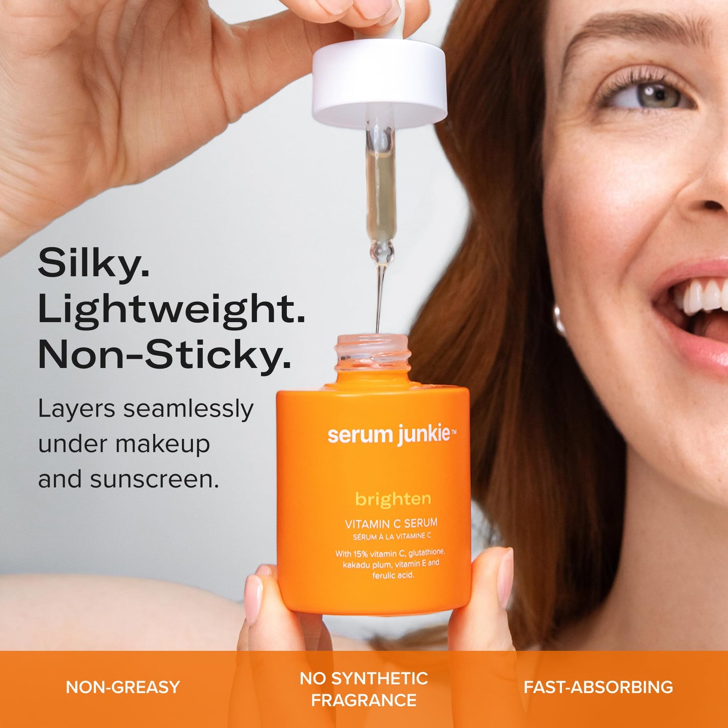 serum junkie BRIGHTEN 15% Stabilized Vitamin C Serum with Glutathione, Ferulic Acid, Hexylresorcinol, Kakadu Plum, Vitamin E, Brightening, Glowing Skin, Anti-Aging 1 fl oz