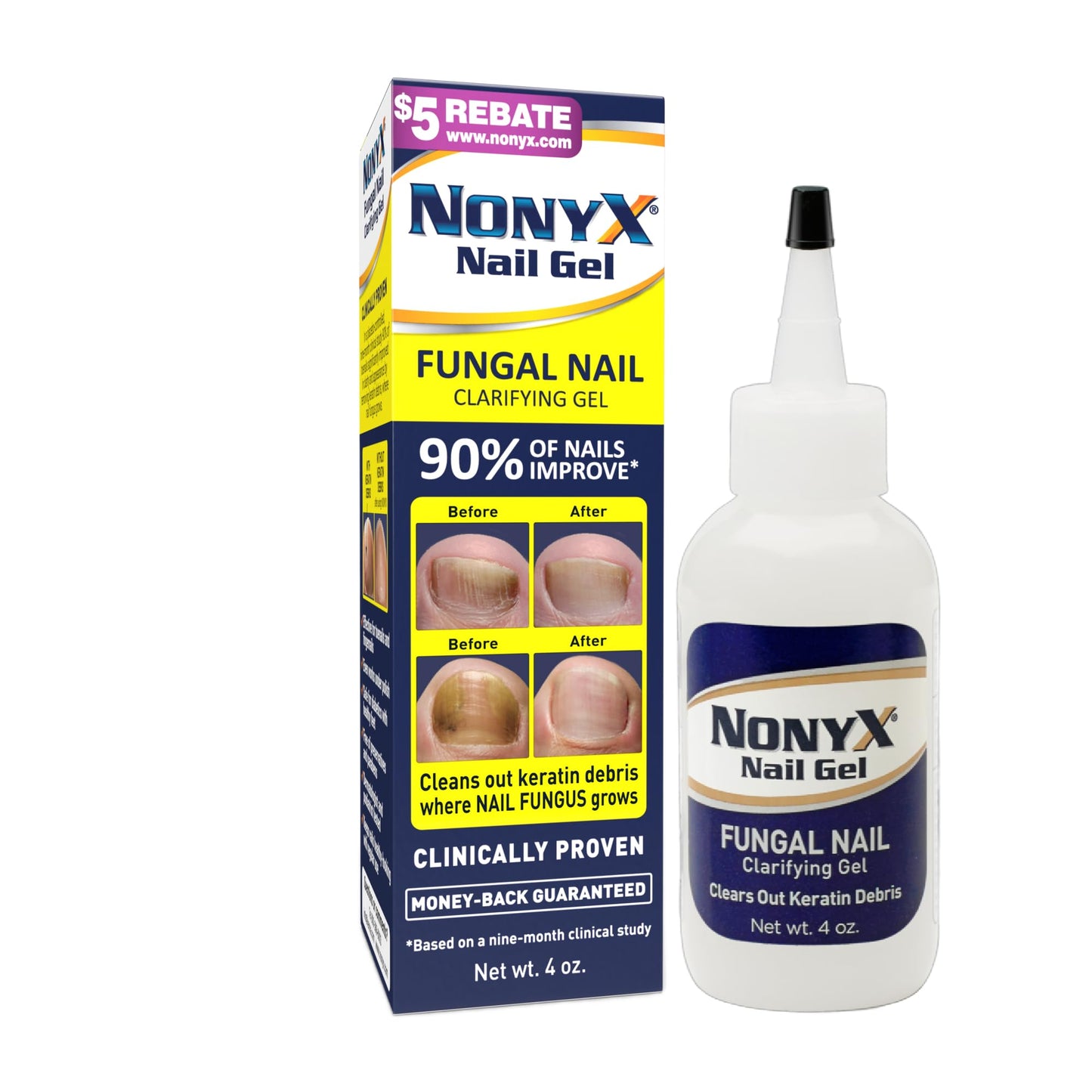 NONYX Nail Clarifying Gel | Clinically Proven for Discolored and Damaged Toenails | Restores the Appearance of Thick, Brittle, Yellow or Lifted Nails | Effective Nail Care Treatment | Made in the USA