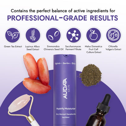 AUDAJA Hydrify Anti-Aging Moisturizer with Green Tea Extract, Apple Stem Cell, Lupinus Albus, Jojoba Oil & Chlorella – Hydrating Face Cream for Fine Lines & Wrinkles – Made in USA, Cruelty-Free