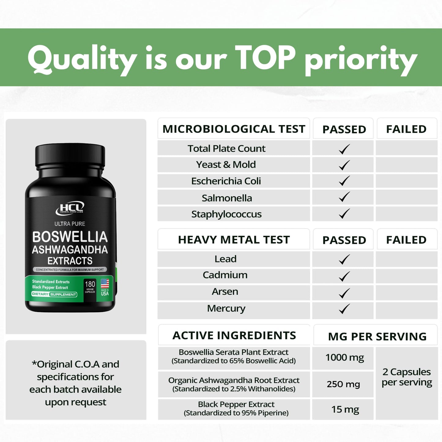 Boswellia Extract and Organic Ashwagandha Capsules 2000 mg - Strong Natural Support Pills 3 Month Supply - Consentrated Boswellia Serrata 65% Boswellic Acid with Ashwagandha Powder Supplement