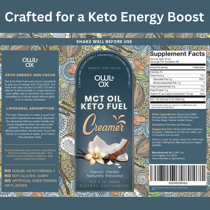 MCT Oil Blend – Vanilla | Keto-Friendly Liquid for Energy & Focus | Dairy-Free, Sugar-Free, Gluten-Free, Vegan | 30 Servings
