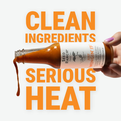 Seed Ranch Just Wingin' It Hot Sauce, 5 fl oz., Medium Heat, Datil and Savanna Peppers, Small-Batch Organic Gourmet Sauces, Vegan, Non-GMO, Gluten-Free, As Seen on Hot Ones S27