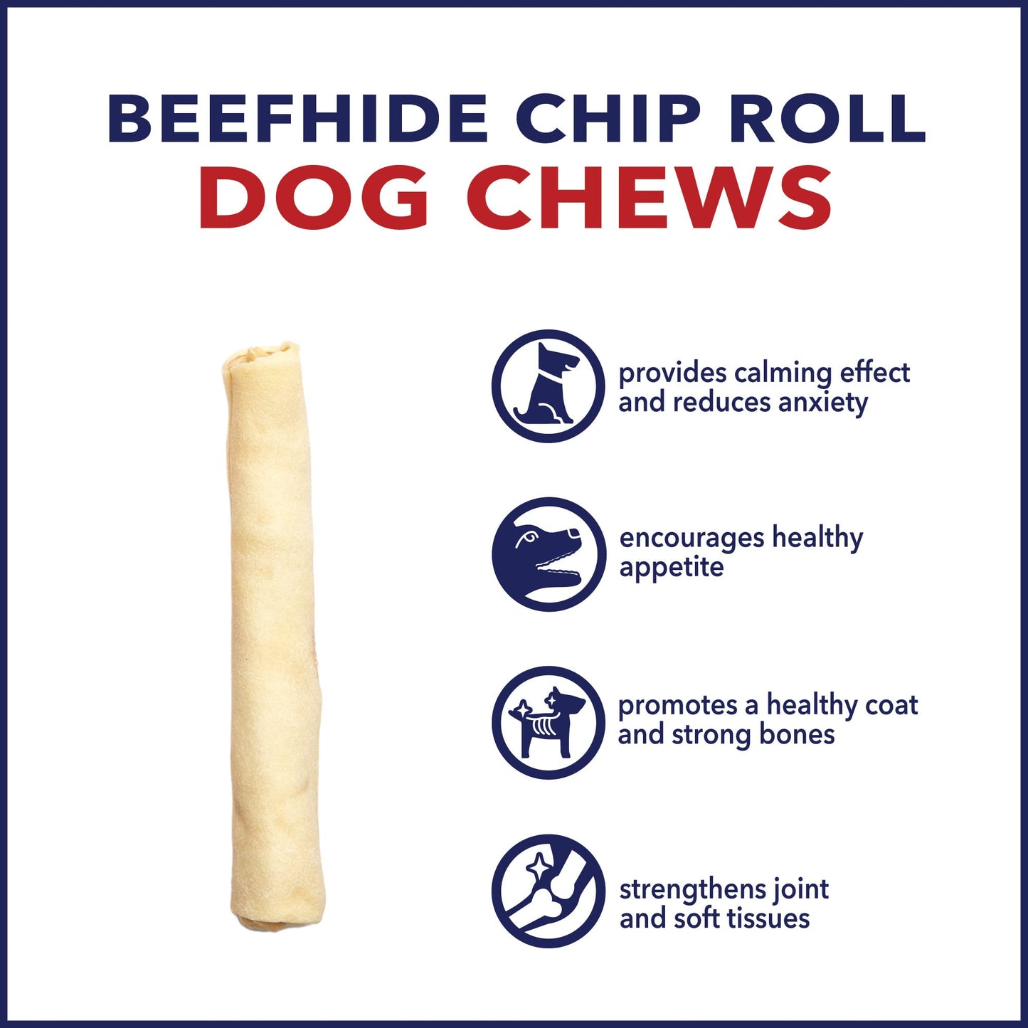 Pet Factory 100% Made in USA Beefhide 5" Chip Rolls Dog Chew Treats - Natural Flavor, 22 Count/1 Pack