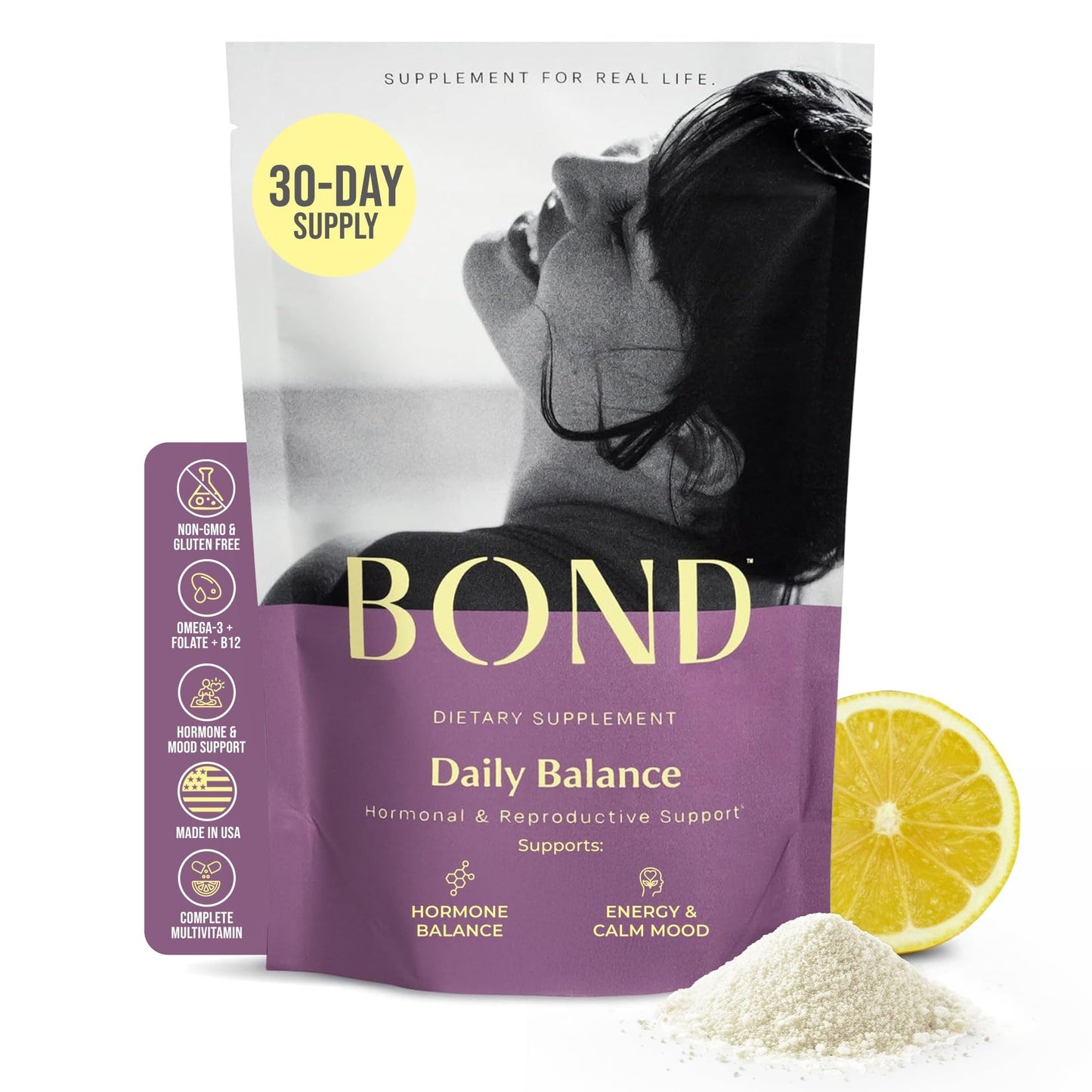 BOND Prenatal Vitamin Drink Mix for Women with Iron, Supports Hormone Balance, Folate & B12 for Energy & Calm Mood, Plant-Based Omega-3 for Cognitive Support, Magnesium, D3, B6, Non-GMO, 30-day Supply