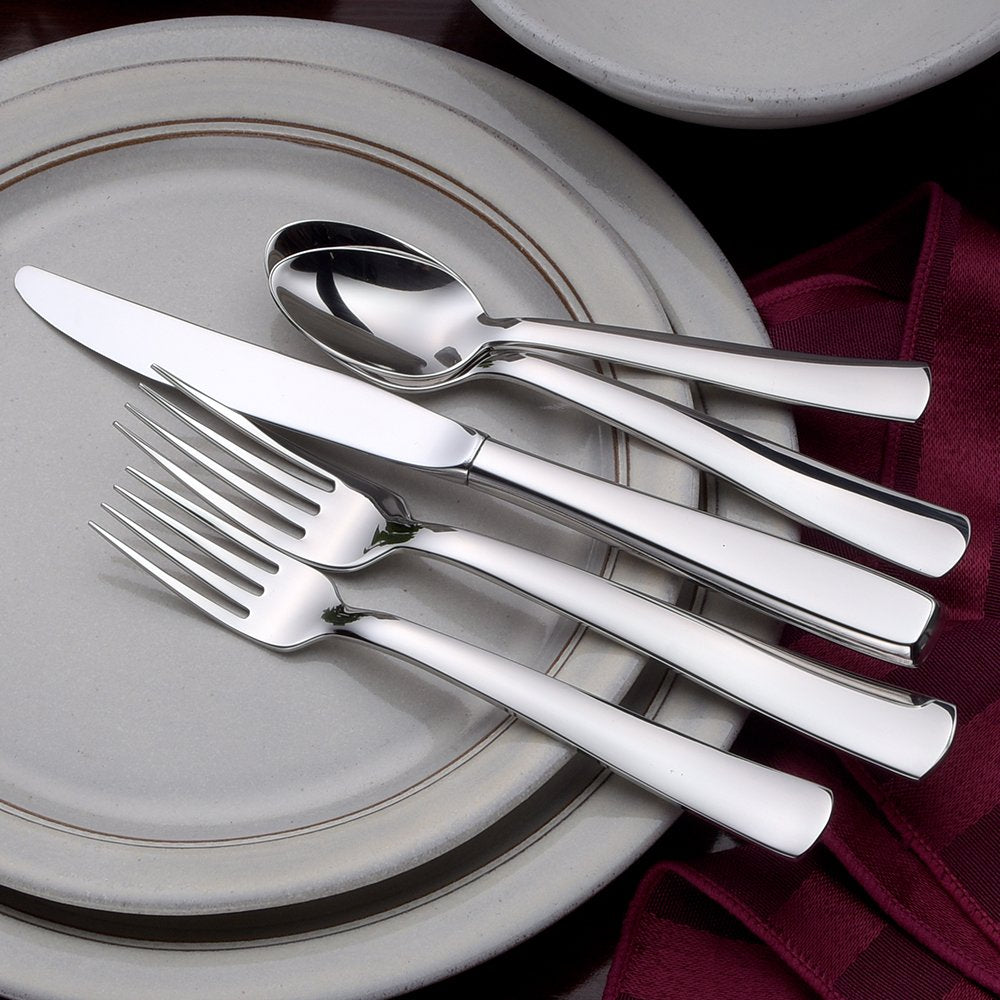 Liberty Tabletop Modern America 65-piece 18/10 Flatware Set for 12, Includes Serving Pieces Silverware Made in USA