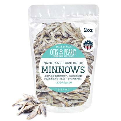 Otis & Pearly Freeze Dried Minnow Dog Treats - Single Ingredient, Made in USA - Healthy Protein Treat for Small, Medium, Large Breeds