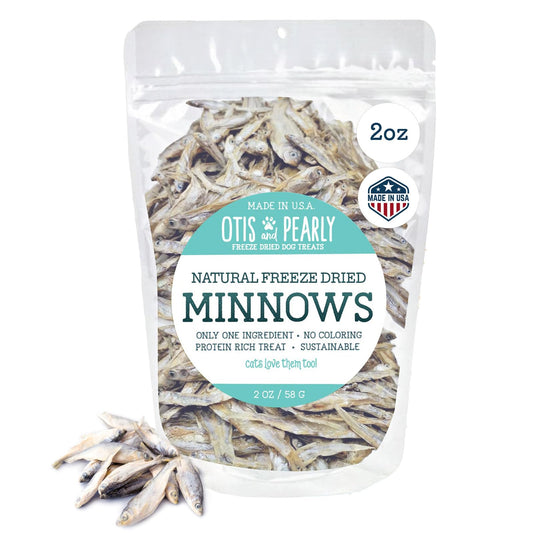 Otis & Pearly Freeze Dried Minnow Dog Treats - Single Ingredient, Made in USA - Healthy Protein Treat for Small, Medium, Large Breeds