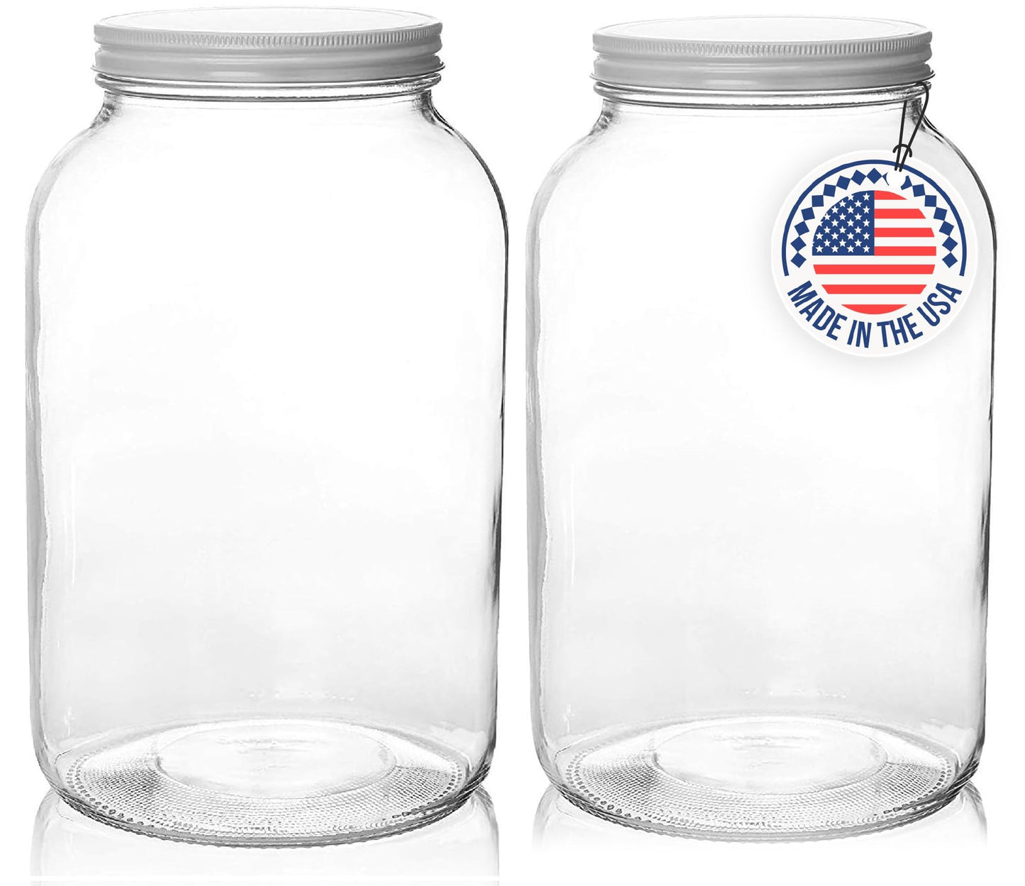 kitchentoolz Gallon Jar 1 Gallon Glass Jar with Lid – Wide Mouth Large Glass Jar for Fermenting, Pickling, Canning, Water Glassing Eggs, Kombucha, and Food Storage – BPA-Free, Made in USA (2-Pack)