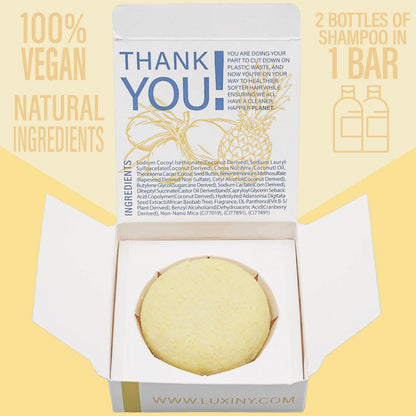 Luxiny Pina Colada Shampoo Bar for Dry & Damaged Hair – Vegan, Sulfate-Free, Moisturizing & Nourishing – Best for Curly & Frizzy Hair – Made in the USA, Up to 60 Washes, Ideal Travel Shampoo