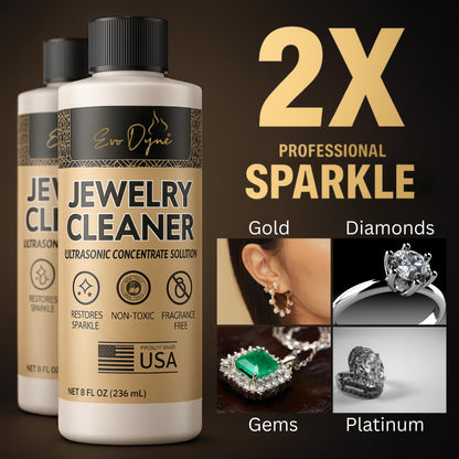 Ultrasonic Jewelry Cleaner Solution (8oz) Concentrated Jewelry Cleaner for Diamonds, Gold, Silver & More | Compatible with Ultrasonic Machine (s) - Made in USA