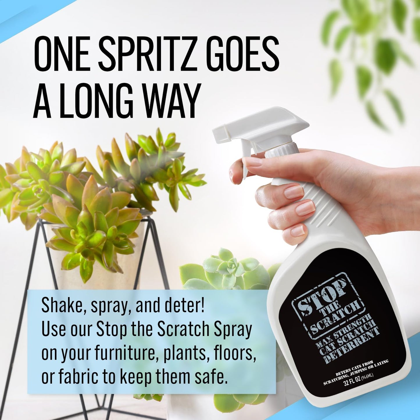 Emmy's Best EBPP Stop The Scratch Cat Spray Deterrent for Kittens and Cats 32oz - Non-Toxic, Safe for Plants, Furniture, Floors and More Cat Deterrent Spray with Rosemary Oil