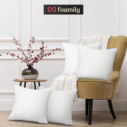 Foamily Throw Pillows Insert 18 x 18 Inches (Set of 4) Hypoallergenic, Made in USA - Decorative Couch, Bed Pillow