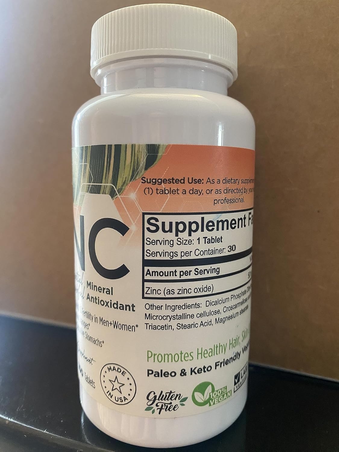 FORTE NATURALS Zinc 50mg, (30 Tablets), Specially Formulated for Sensitive Stomach, Immune Support, Skin & Hair, Vegan Zinc Supplement, Non-GMO Made in USA