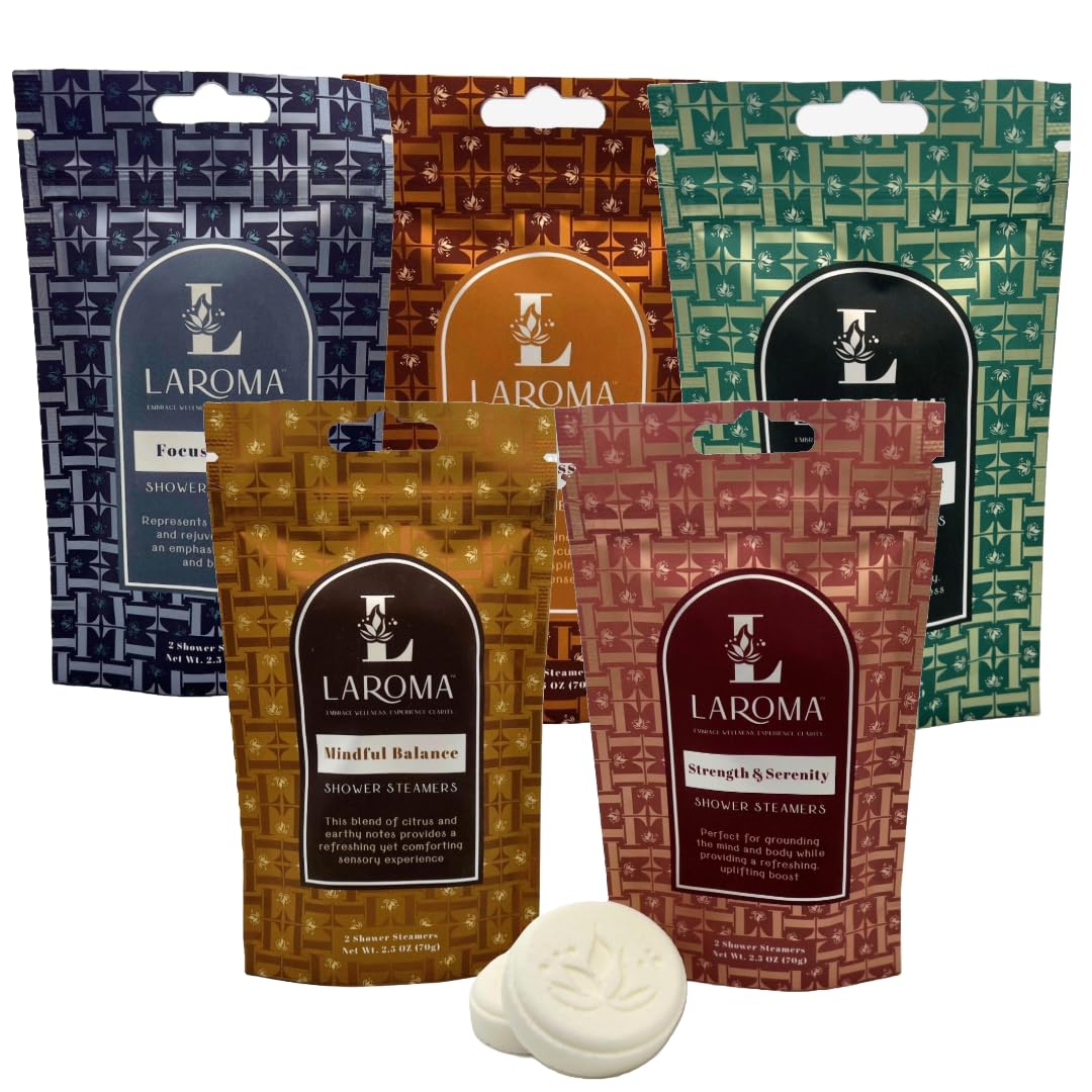 Laroma Aromatherapy Shower Steamers,10 Pack Shower Bombs for Men & Women, Made in The USA, 5 Essential Oil Blended Scents for Relaxation & Stress Relief