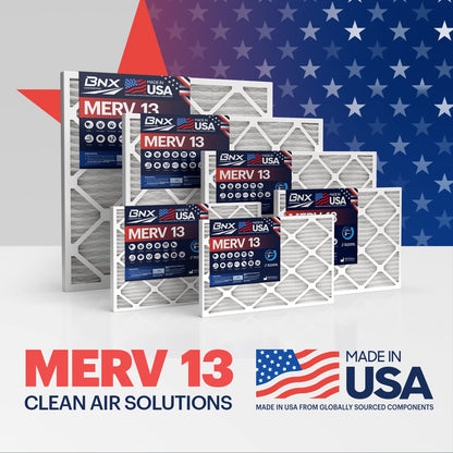 BNX TruFilter Air Filter MERV 13 - MADE IN USA - Electrostatic Pleated Air Conditioner HVAC AC Furnace Filters for Allergies, Pollen, Mold, Bacteria, Smoke, Allergen, MPR 1900 FPR 10
