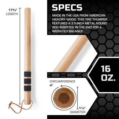 Big Rig Defense: Hickory Stick Tire Thumper - Made in USA - Fish Bat Tire Knocker - Truckers Tool for Checking Tire Pressure - Weighted Wood Stick with Extra Grip