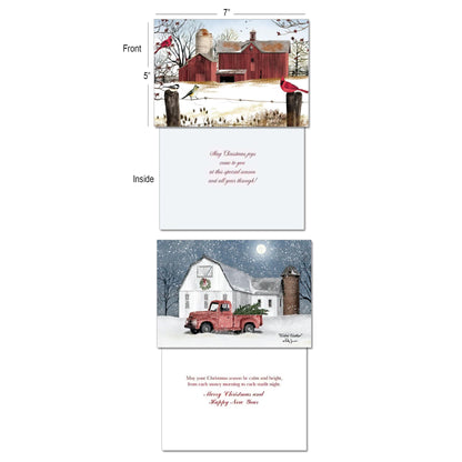 Leanin' Tree - Made In USA - Country Charm - Pack of 20 Boxed Christmas Cards with Envelopes Merry Christmas Cards 2025 Bulk, Perfect for Sending Xmas Holiday Greetings