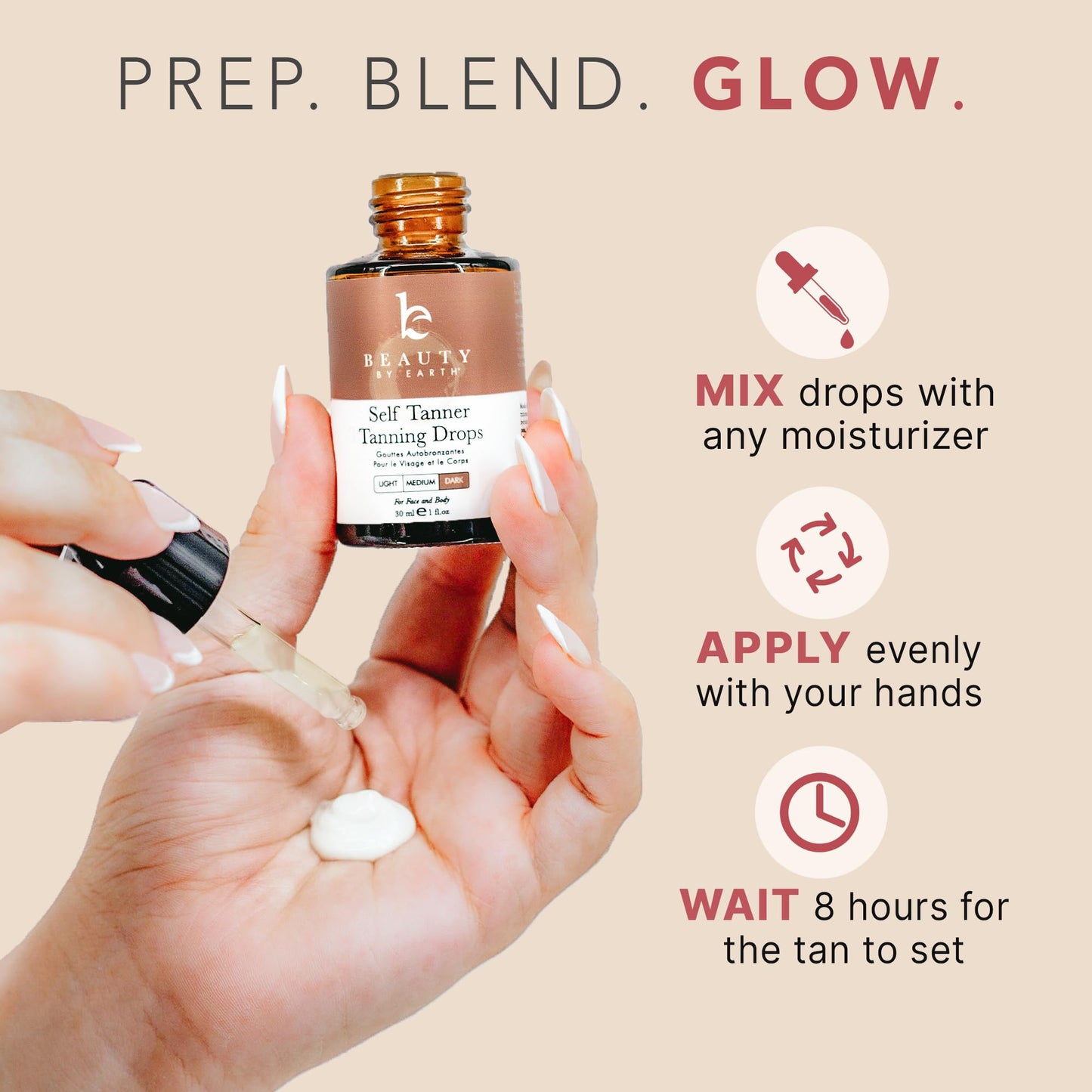 Self Tanning Drops for Face - USA Made with Organic & Natural Ingredients, Ultra Dark Face Tanning Drops to Add to Moisturizer, Self Tanner for Sunless Fake Tan & Natural Glow, Cruelty & Toxin Free