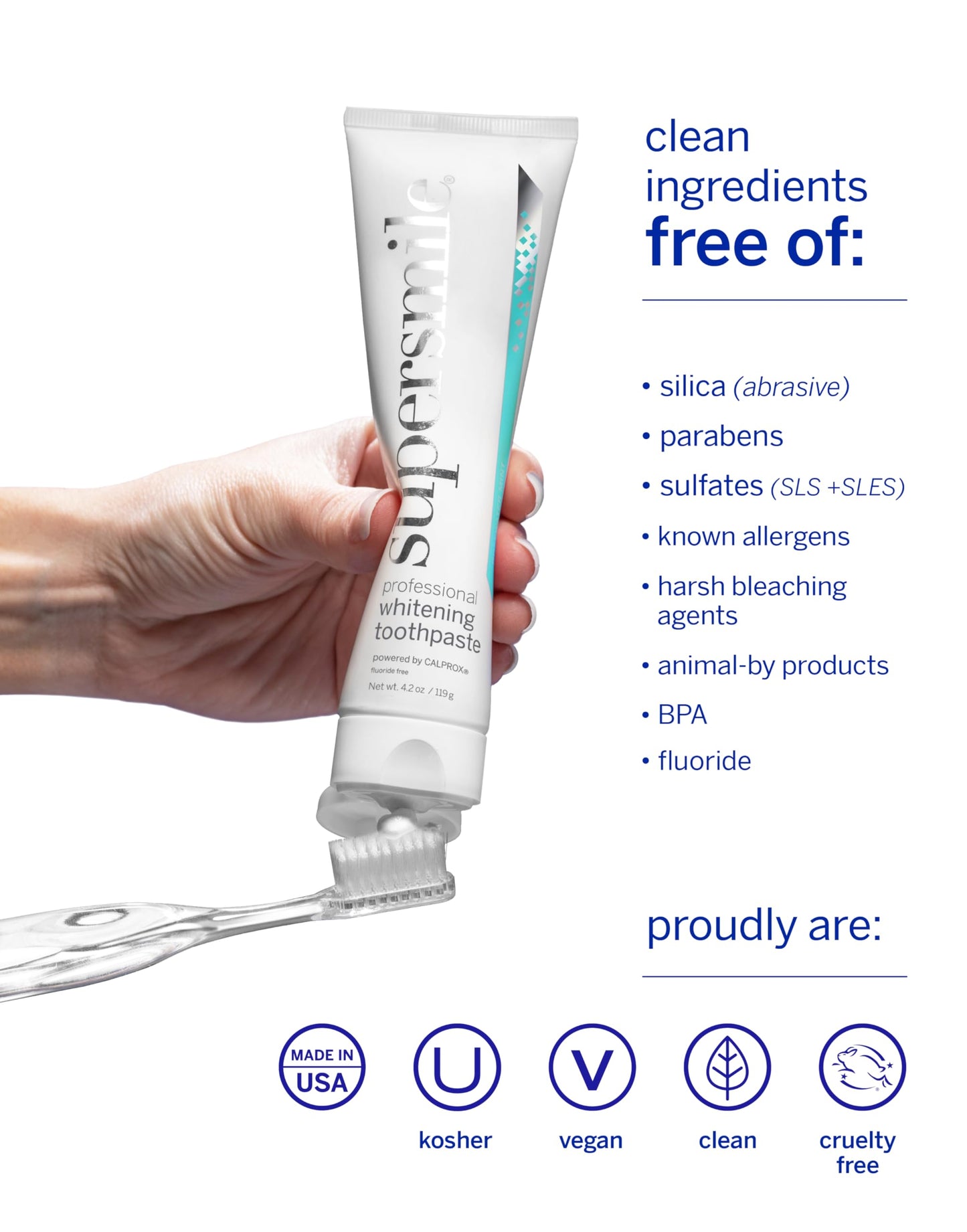 Supersmile Icy Mint Fluoride-Free – Whitening Toothpaste for Visibly Brighter Teeth – Whitens Up to 6 Shades, 8 oz