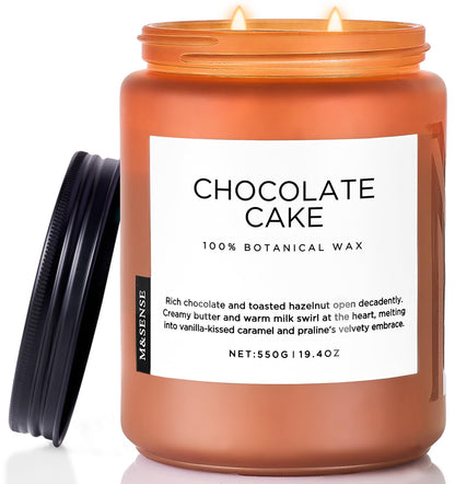 M&SENSE Chocolate Layer Cake Scent Candles, Large 19.4oz Natural Soy Wax 110 Hours Burn Time Clean Non Toxic Scented Classic 2 Wicks Candle for Bedroom Living Room Office