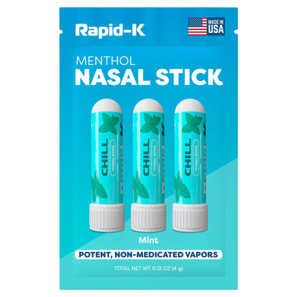 Nasal Sticks (Mint) – Nasal Inhaler Stick for Allergy Support, Sinus Relief, Focus Boost – Menthol Vapor Inhalers with Essential Oils (Chill)